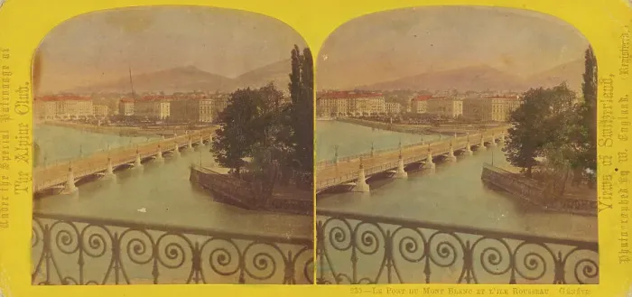 Framed Print : Le Pont du Mont Blanc et L'Ile Rousseau. Geneve. 1863-1865. Creator: William England Framed Print : Le Pont du Mont Blanc et L'Ile Rousseau. Geneve. 1863-1865. Creator: William England