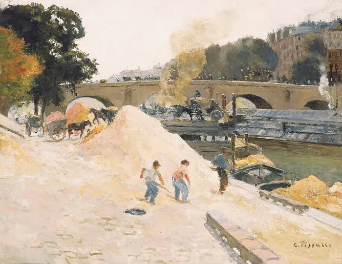 Framed Print : Le Pont-Marie vu depuis le quai d'Anjou, 1875. Creator: Pissarro; Camille (1830-1903) Framed Print : Le Pont-Marie vu depuis le quai d'Anjou, 1875. Creator: Pissarro; Camille (1830-1903)