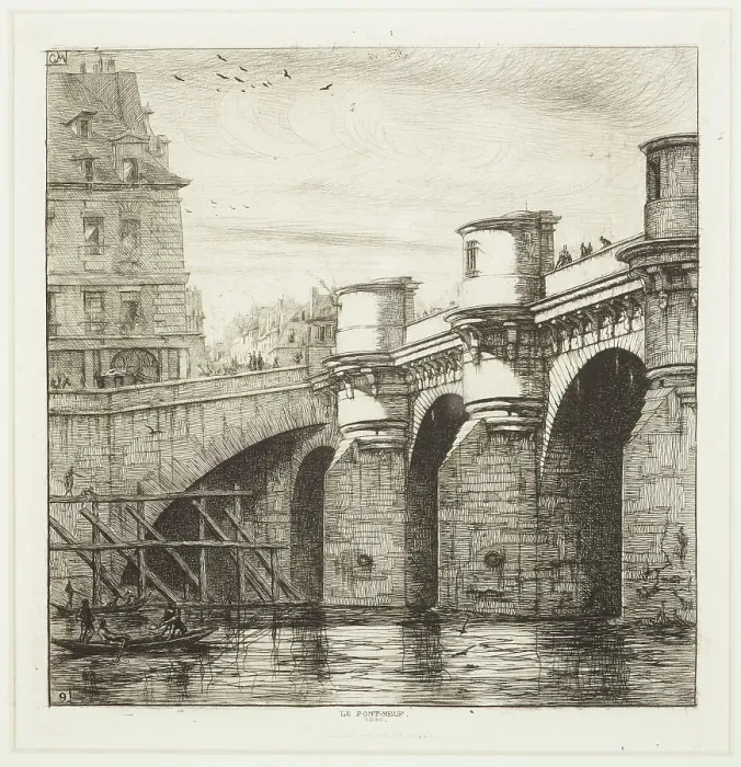 Framed Print : Le Pont-Neuf, c.1861. Creator: Charles Meryon Framed Print : Le Pont-Neuf, c.1861. Creator: Charles Meryon