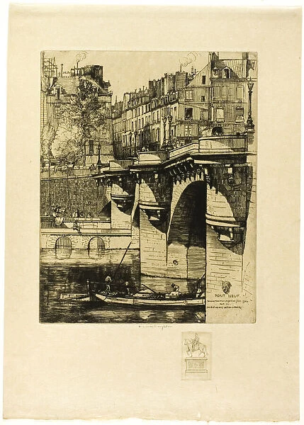 Le Pont Neuf, Paris (with remarque), 1906. Creator: Donald Shaw MacLaughlan