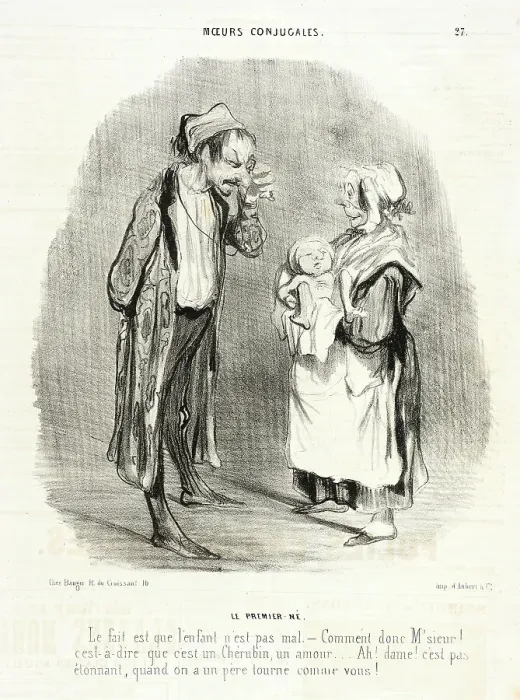 Framed Print : Le Premier Né, 1840. Creator: Honore Daumier Framed Print : Le Premier Né, 1840. Creator: Honore Daumier