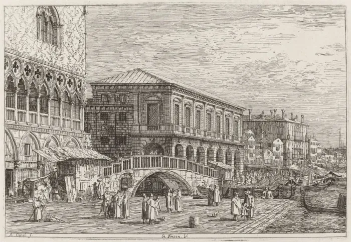 Framed Print : Le Preson. V. [lower left], c. 1735  /  1746. Creator: Canaletto