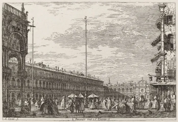 Framed Print : Le Procuratie niove e S. Ziminian V. [upper right], c. 1735  /  1746. Creator: Canaletto