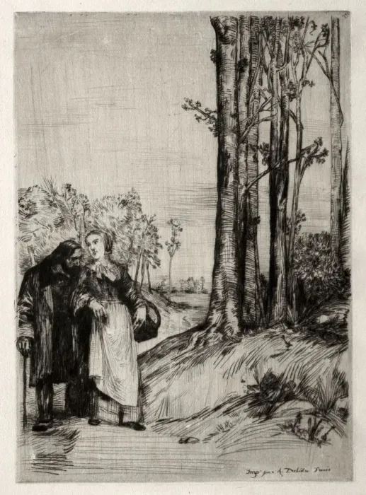 Framed Print : Le Promenade du convalescent, c. 1861. Creator: Alphonse Legros (French, 1837-1911) Framed Print : Le Promenade du convalescent, c. 1861. Creator: Alphonse Legros (French, 1837-1911)