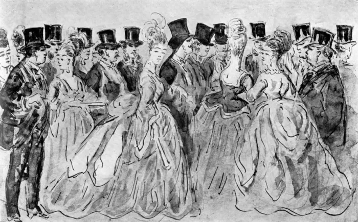 Framed Print : Le Promenoir, 19th century, (1930). Artist: Constantin Guys Framed Print : Le Promenoir, 19th century, (1930). Artist: Constantin Guys