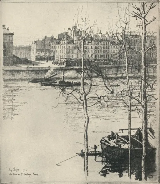Framed Print : Le Quai de l Horloge, 1915. Artist: Eugene Bejot Framed Print : Le Quai de l Horloge, 1915. Artist: Eugene Bejot