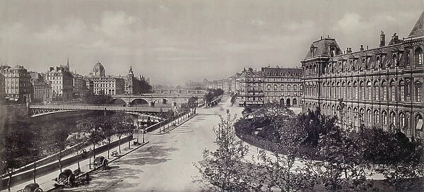 Le quai Pelletier et l'Hôtel de Ville (vue prise du quai de la Grève), 4ème arrondiss...c1845-1885. Creators: Frederic Martens, Goupil and Co