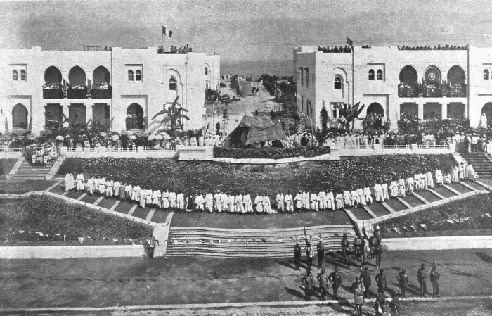 Framed Print : Le quatorze juillet a Rabat - Remise de decorations par le general Lyautey, 1916. Creator: Unknown Framed Print : Le quatorze juillet a Rabat - Remise de decorations par le general Lyautey, 1916. Creator: Unknown