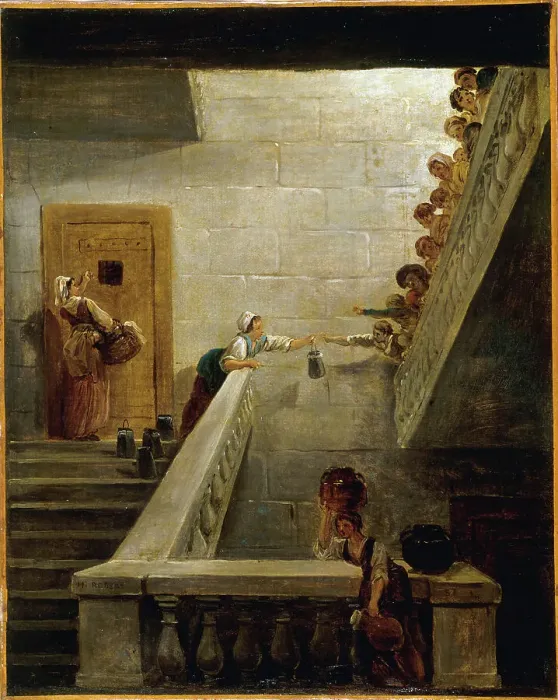 Framed Print : Le Ravitaillement des prisonniers à la prison de Saint-Lazare, c1794. Creator: Hubert Robert Framed Print : Le Ravitaillement des prisonniers à la prison de Saint-Lazare, c1794. Creator: Hubert Robert