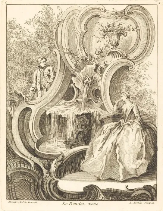 Framed Print : Le Rendez-vous, 1736. Creator: Antoine Aveline Framed Print : Le Rendez-vous, 1736. Creator: Antoine Aveline