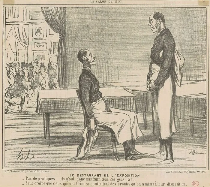 Framed Print : Le restaurant de l'exposition, 19th century. Creator: Honore Daumier Framed Print : Le restaurant de l'exposition, 19th century. Creator: Honore Daumier