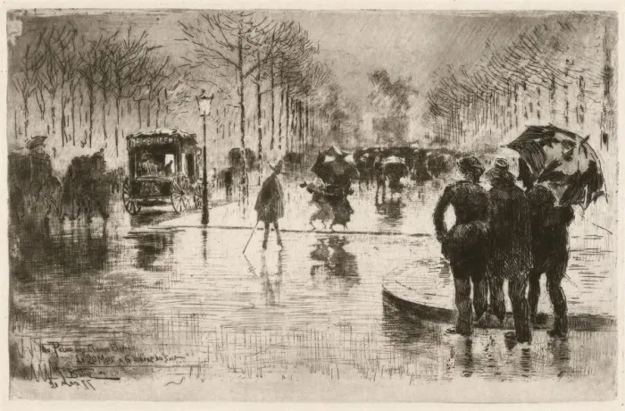 Framed Print : Le retour des artistes (The Return of the Artists), 1877. Creator: Felix Hilaire Buhot Framed Print : Le retour des artistes (The Return of the Artists), 1877. Creator: Felix Hilaire Buhot