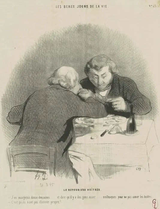 Framed Print : Le retour des huitres, 19th century. Creator: Honore Daumier Framed Print : Le retour des huitres, 19th century. Creator: Honore Daumier
