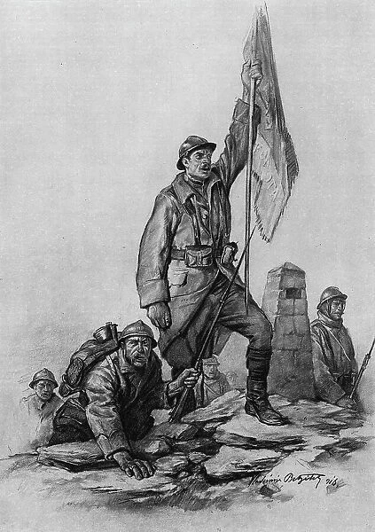 Le retour des Serbes en Serbie; le 30 septembre 1916, les soldats de la troisieme armee... 1916. Creator: Vladimir Betzitch