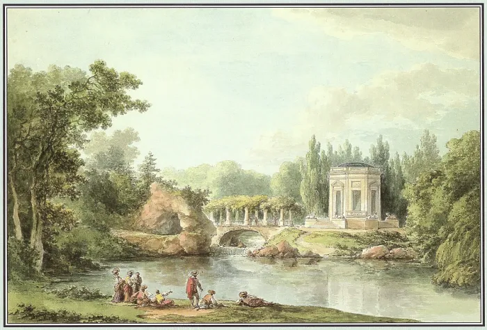 Framed Print : Le Rocher et le Belvedere a Versailles, 1786. Creator: Chatelet, Claude-Louis (1753-1795) Framed Print : Le Rocher et le Belvedere a Versailles, 1786. Creator: Chatelet, Claude-Louis (1753-1795)