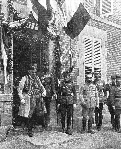 Le roi du Montenegro sortant du quartier general du general Gouraud, 1916. Creator: Unknown