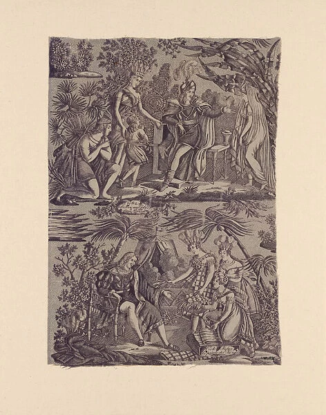 Le Romance du Cortes (The Song of Cortez) (Furnishing Fabric), Nantes, 1815