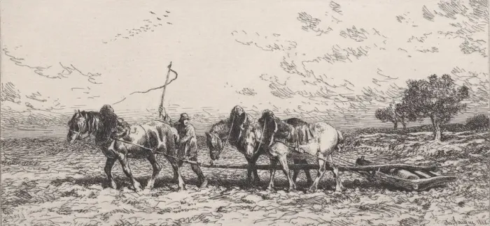 Framed Print : Le Rouleau, 1868. Creator: Charles Emile Jacque Framed Print : Le Rouleau, 1868. Creator: Charles Emile Jacque