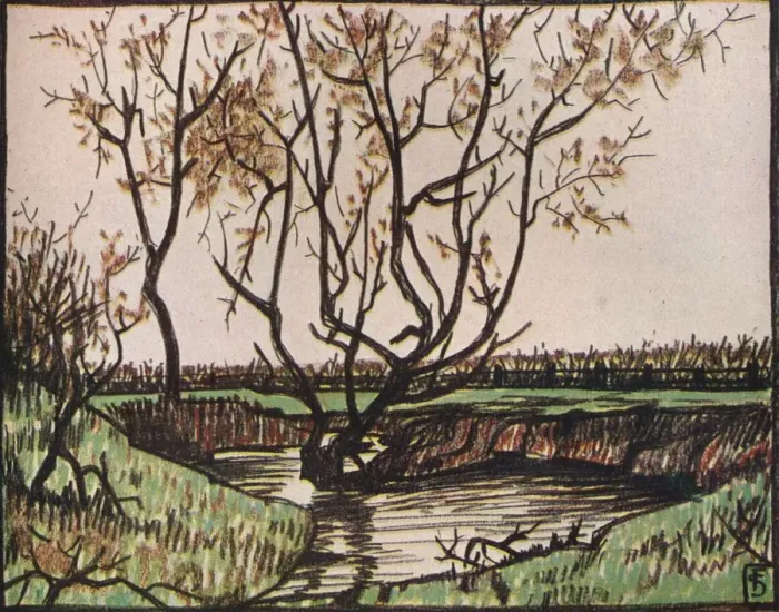Framed Print : Le Ruisseau, c1919. Artist: Fernand Scouflaire Framed Print : Le Ruisseau, c1919. Artist: Fernand Scouflaire