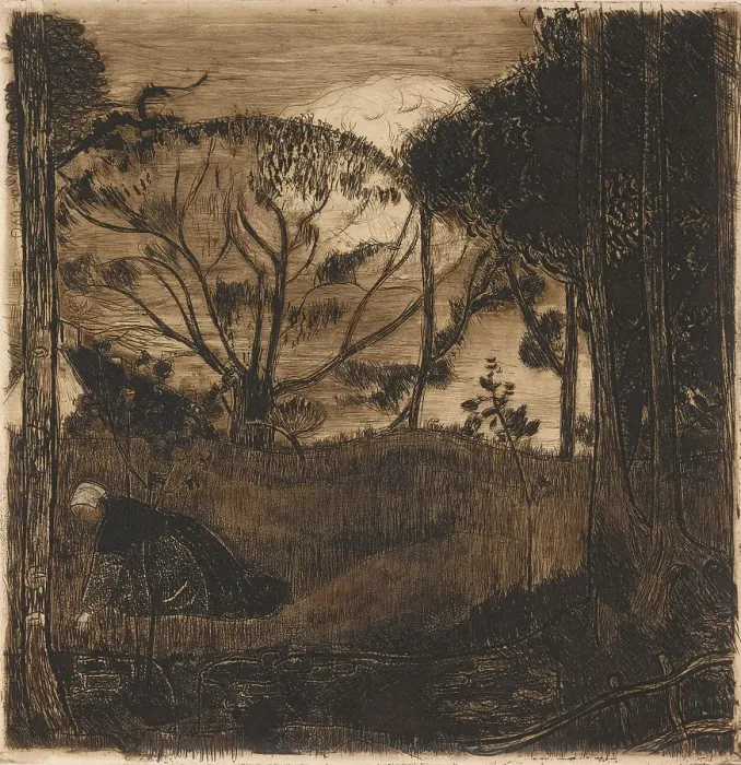 Framed Print : Le Soir (Evening) or La Glaneuse (The Gleaner), 1893-1894. Creator: Armand Seguin Framed Print : Le Soir (Evening) or La Glaneuse (The Gleaner), 1893-1894. Creator: Armand Seguin