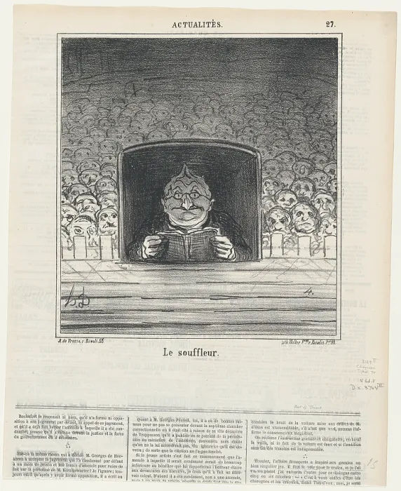 Framed Print : Le souffleur, 1870. Creator: Honore Daumier Framed Print : Le souffleur, 1870. Creator: Honore Daumier