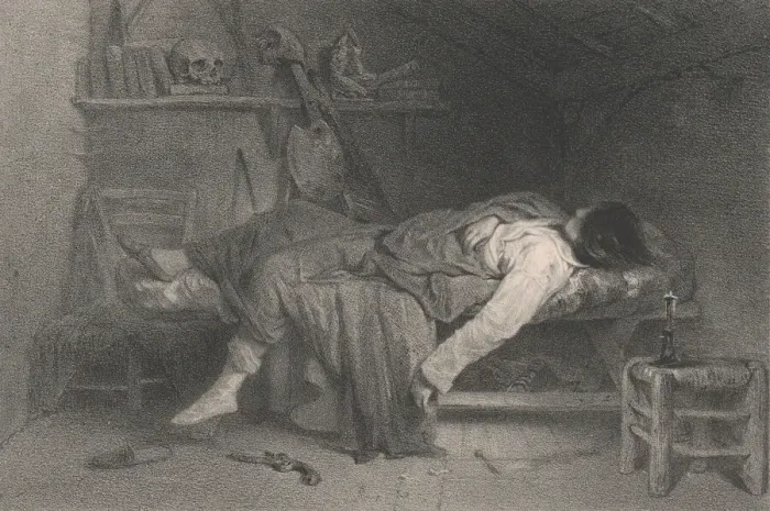 Framed Print : Le Suicide, 1846. Creator: Eugene Leroux Framed Print : Le Suicide, 1846. Creator: Eugene Leroux