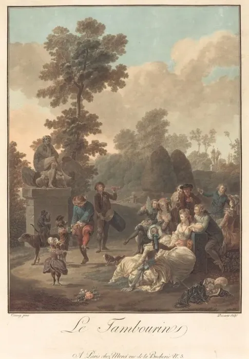 Framed Print : Le Tambourin, c. 1789. Creator: Charles-Melchior Descourtis Framed Print : Le Tambourin, c. 1789. Creator: Charles-Melchior Descourtis