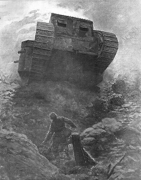 Le 'Tank'; premiere apparition d'un des nouveaux cuirasses de terre de l'armee... 1916. Creator: Unknown. Le 'Tank'; premiere apparition d'un des nouveaux cuirasses de terre de l'armee... 1916. Creator: Unknown