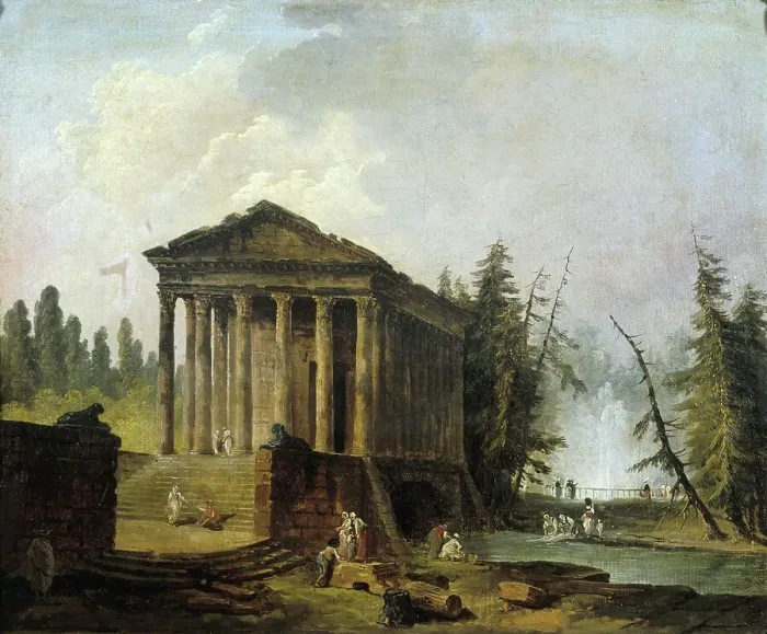 Framed Print : Le Temple antique, between 1780 and 1790. Creator: Hubert Robert Framed Print : Le Temple antique, between 1780 and 1790. Creator: Hubert Robert