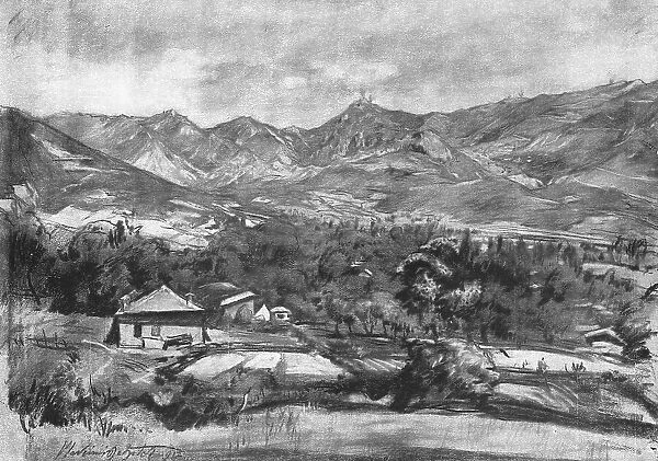 'Le Terrain de l'offensive; Le massif du Sokoi et, a droite, la crete du massif du Dobropolje, 1918 Creator: Unknown