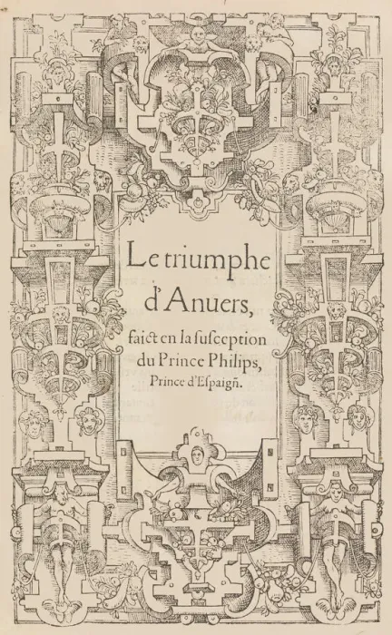 Framed Print : Le triomphe d Anvers faict en la susception du Prince Philips, Prince d Espaign[e], 1550