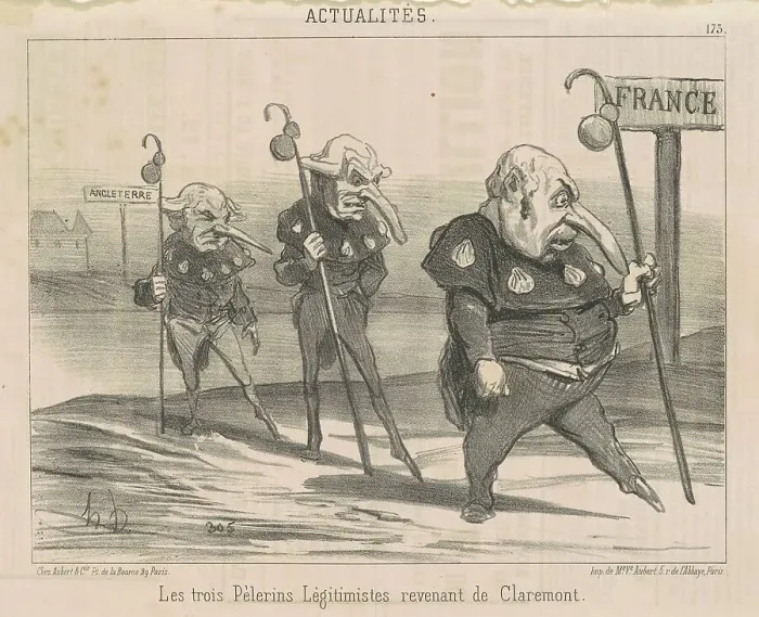 Framed Print : Le trois légitimistes... revenant de Claremont, 19th century. Creator: Honore Daumier Framed Print : Le trois légitimistes... revenant de Claremont, 19th century. Creator: Honore Daumier