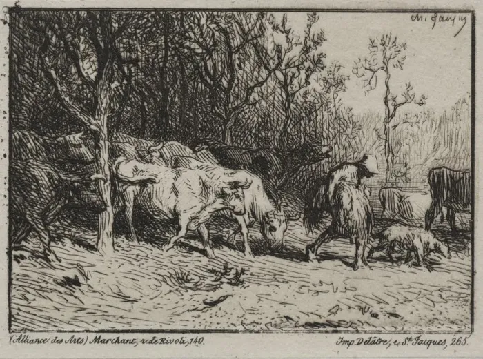 Framed Print : Le Vacheur. Creator: Charles-Emile Jacque (French, 1813-1894) Framed Print : Le Vacheur. Creator: Charles-Emile Jacque (French, 1813-1894)
