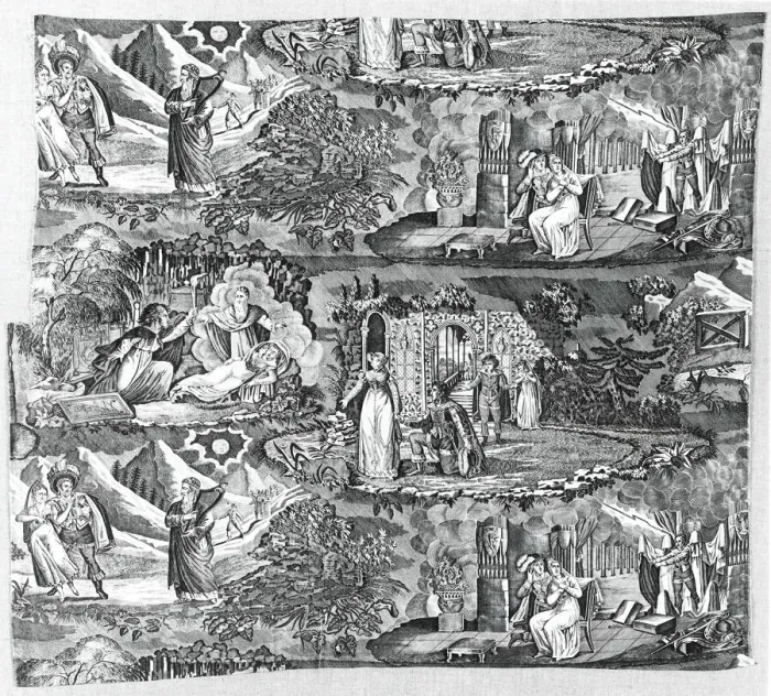 Framed Print : Le Vampire (The Vampyre) (Furnishing Fabric), France, c. 1820. Creator: Unknown Framed Print : Le Vampire (The Vampyre) (Furnishing Fabric), France, c. 1820. Creator: Unknown