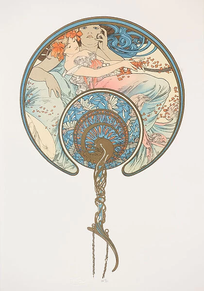 Le vent qui passe emporte la jeunesse. (The Fan), 1899. Creator: Mucha, Alfons Marie (1860-1939)