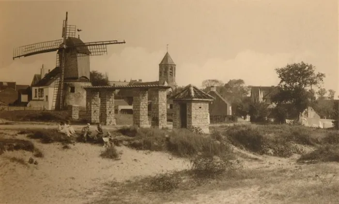 Framed Print : Le vieux Moulin et l Eglise, (Old Windmill and Church), c1900. Creator: Unknown Framed Print : Le vieux Moulin et l Eglise, (Old Windmill and Church), c1900. Creator: Unknown