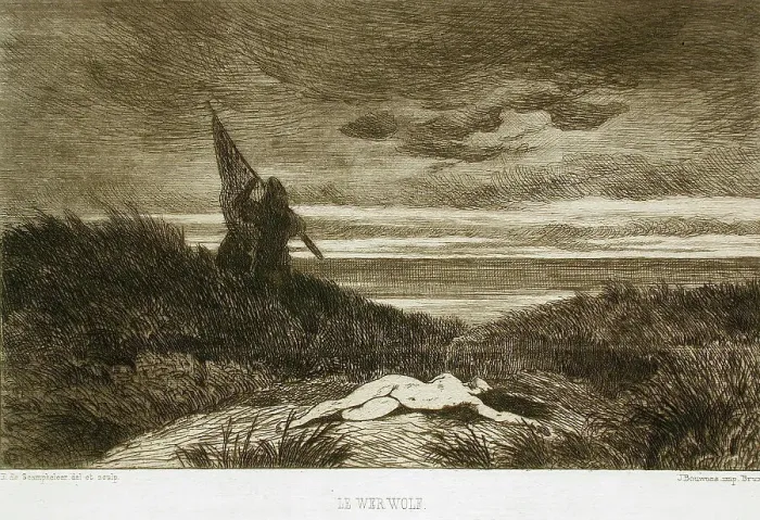 Framed Print : Le Werwolf, 1867. Creator: Félicien Rops Framed Print : Le Werwolf, 1867. Creator: Félicien Rops