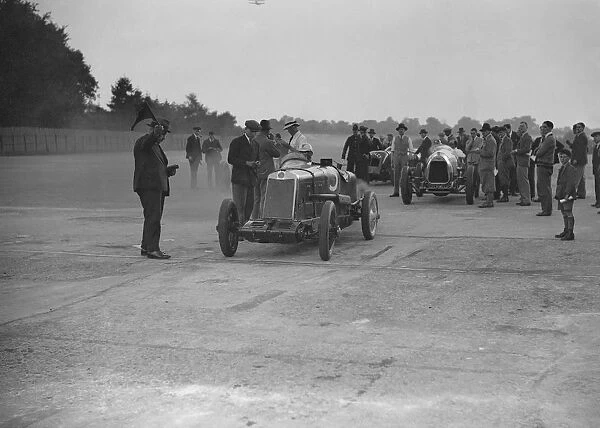 Lea-Francis, Delage and Bentley at a Surbiton Motor Club race meeting, Brooklands, Surrey, 1928