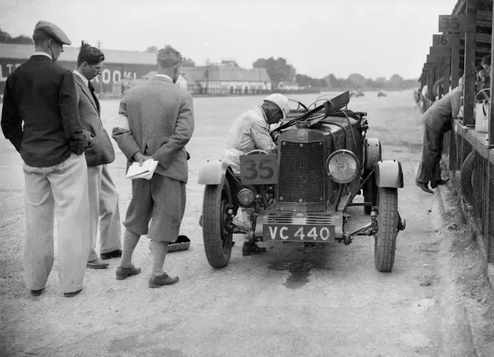 Framed Print : Lea-Francis in the pits, BARC 6-Hour Race, Brooklands, Surrey, 1929, Artist: Bill Brunell Framed Print : Lea-Francis in the pits, BARC 6-Hour Race, Brooklands, Surrey, 1929, Artist: Bill Brunell