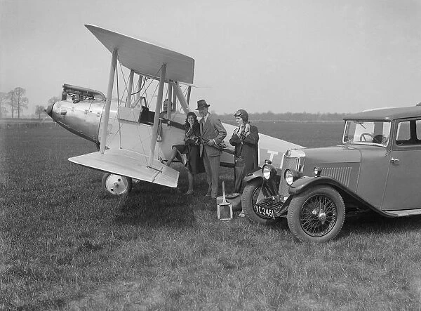 Lea-Francis V type saloon and Blackburn Bluebird aeroplane, c1930. Artist: Bill Brunell