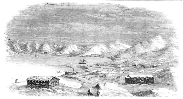 Framed Print : Lead Mine and Cryolite, in Arksul Ford, 1856. Creator: H. Crane Framed Print : Lead Mine and Cryolite, in Arksul Ford, 1856. Creator: H. Crane