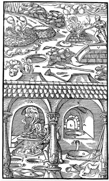 Framed Print : Lead smelting, 1556 Framed Print : Lead smelting, 1556
