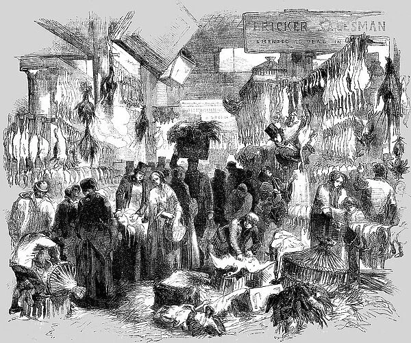Leadenhall Market on Christmas Eve, 1854. Creator: Unknown