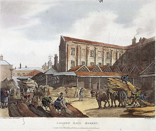 Leadenhall Market, London, 1809. Artist: Augustus Charles Pugin