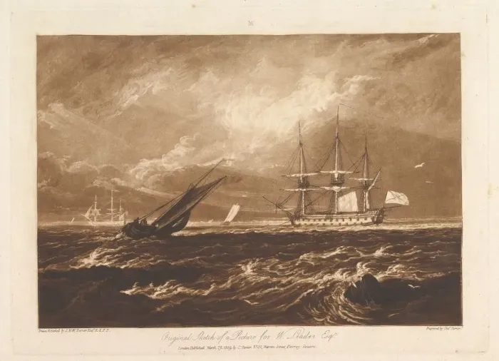 Framed Print : The Leader Sea Piece (Liber Studiorum, part IV, plate 20), March 29, 1809 Framed Print : The Leader Sea Piece (Liber Studiorum, part IV, plate 20), March 29, 1809