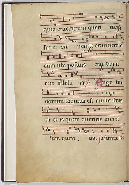 Leaf 1 from an antiphonal fragment (verso), c. 1275. Creator: Unknown