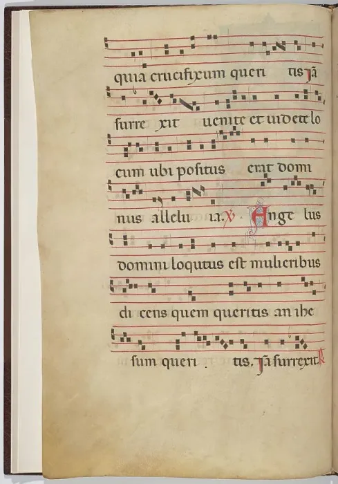 Framed Print : Leaf 1 from an antiphonal fragment (verso), c. 1275. Creator: Unknown Framed Print : Leaf 1 from an antiphonal fragment (verso), c. 1275. Creator: Unknown