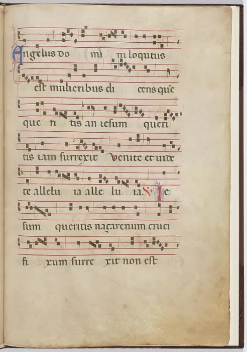 Framed Print : Leaf 2 from an antiphonal fragment, c. 1275. Creator: Unknown Framed Print : Leaf 2 from an antiphonal fragment, c. 1275. Creator: Unknown