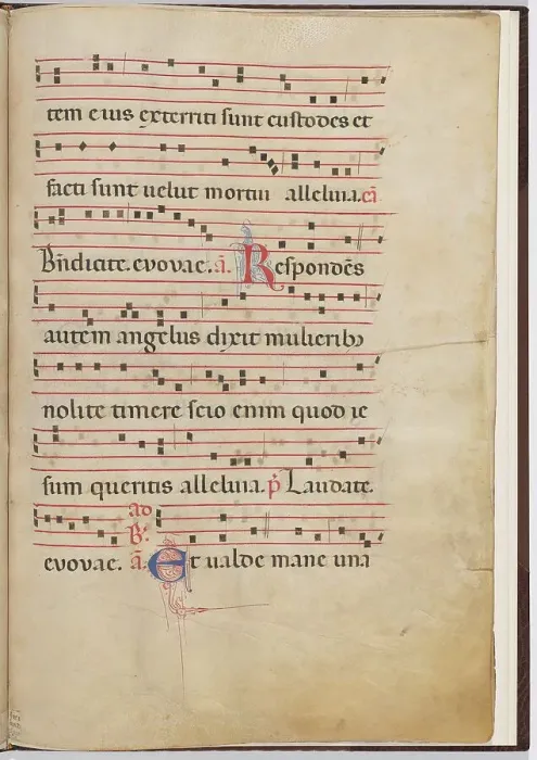 Framed Print : Leaf 4 from an antiphonal fragment, c. 1275. Creator: Unknown Framed Print : Leaf 4 from an antiphonal fragment, c. 1275. Creator: Unknown