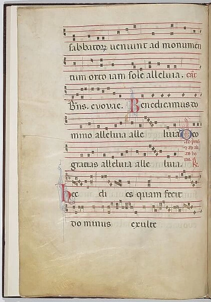 Leaf 4 from an antiphonal fragment (verso), c. 1275. Creator: Unknown